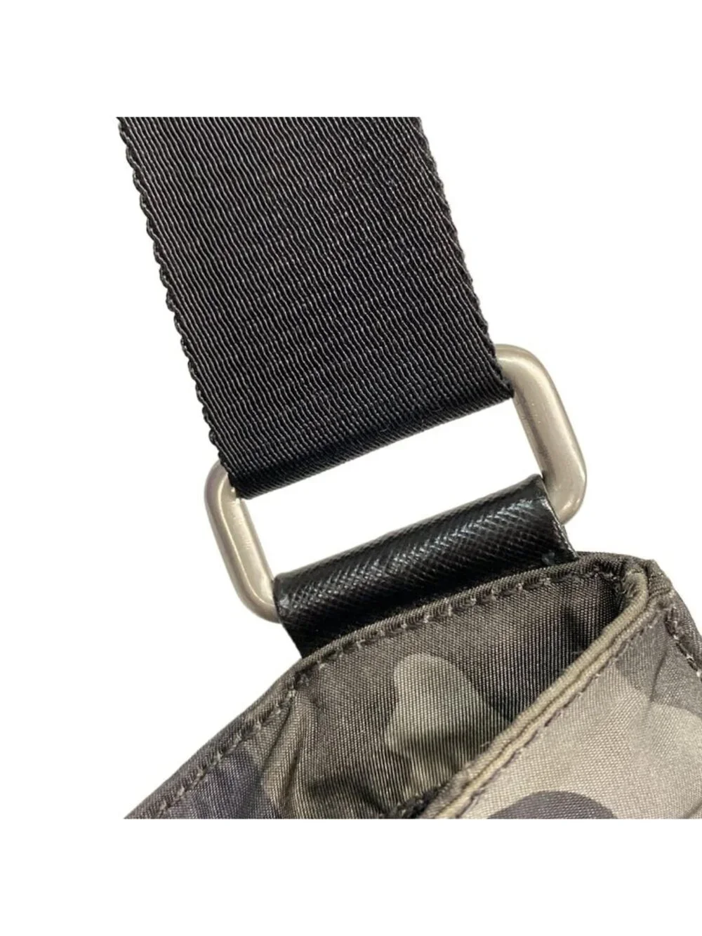 Prada Shoulder Bag Green Black Multi Camouflage Pattern Leather Tag - Picture 10 of 15